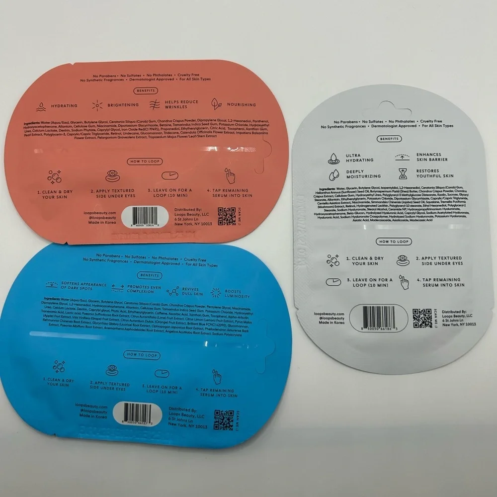 Loops Bright Eyes Revival Set 3 Pack Eye Masks Hydrating Dark Circle Treatment